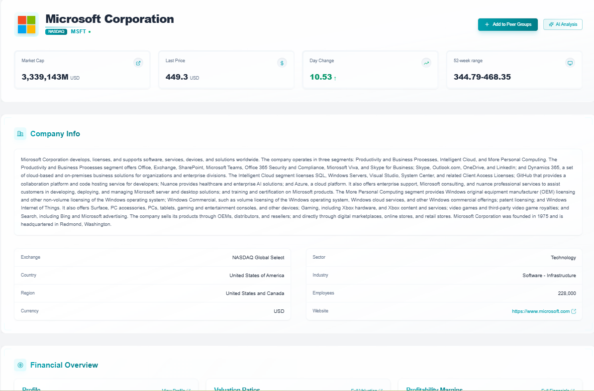Company Overview screenshot